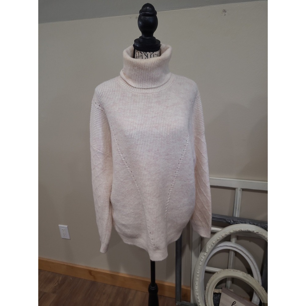 Aspen Women's SZ M. Wool Blend knit‎ Sweater Cowl neck cream pink varigated